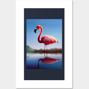 Flamingo Reflection Posters and Art